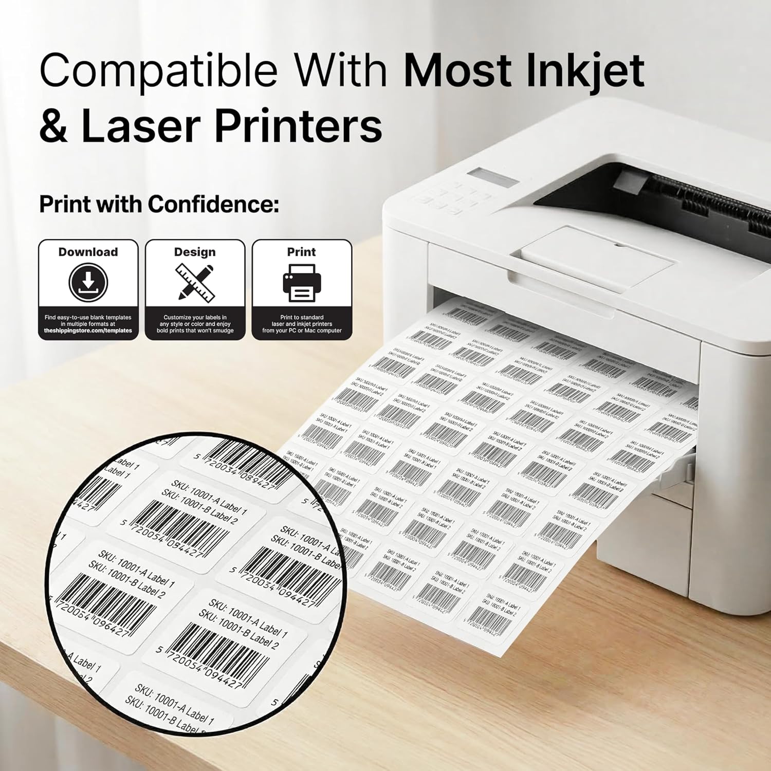1x1 Matte White Printable Labe - Sticker Label Template บทวิจารณ์และราคา