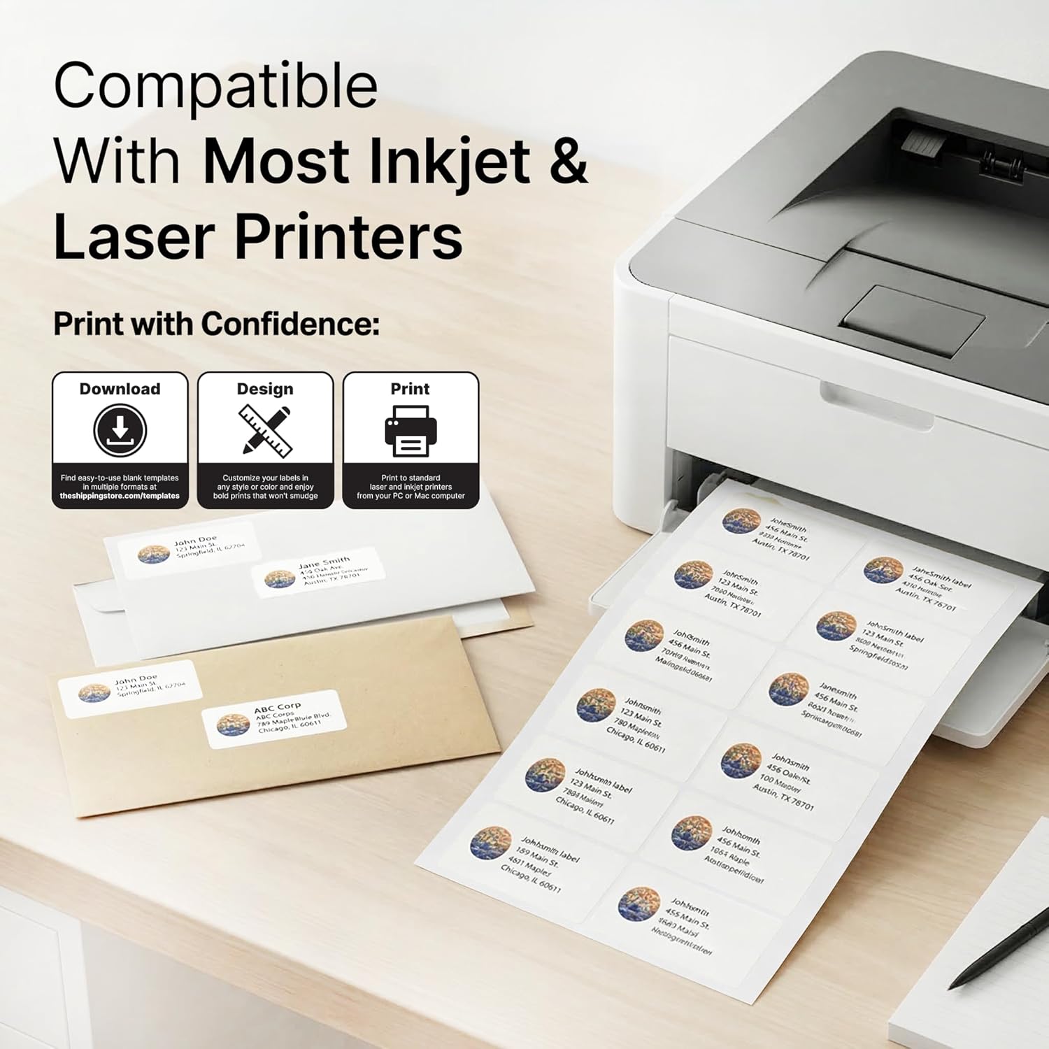 3x2 Matte White Printable Ship - Sticker Label Template บทวิจารณ์และราคา