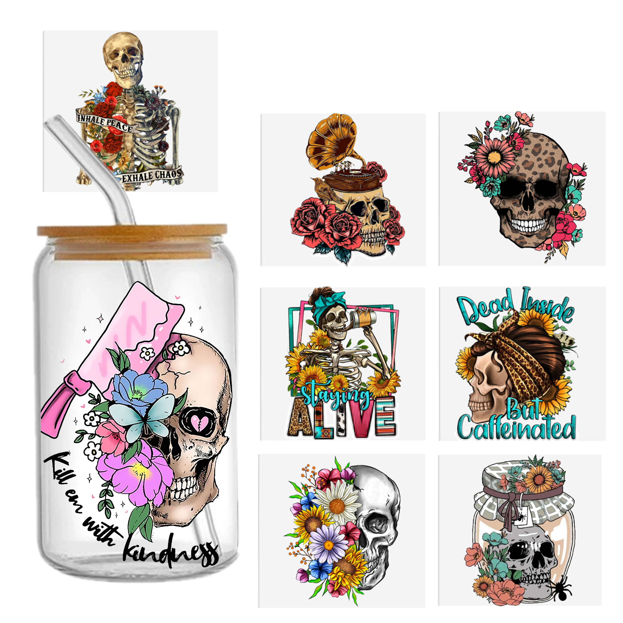 Skeleton Halloween 16oz Tumble - Sticker Label Template บทวิจารณ์และราคา