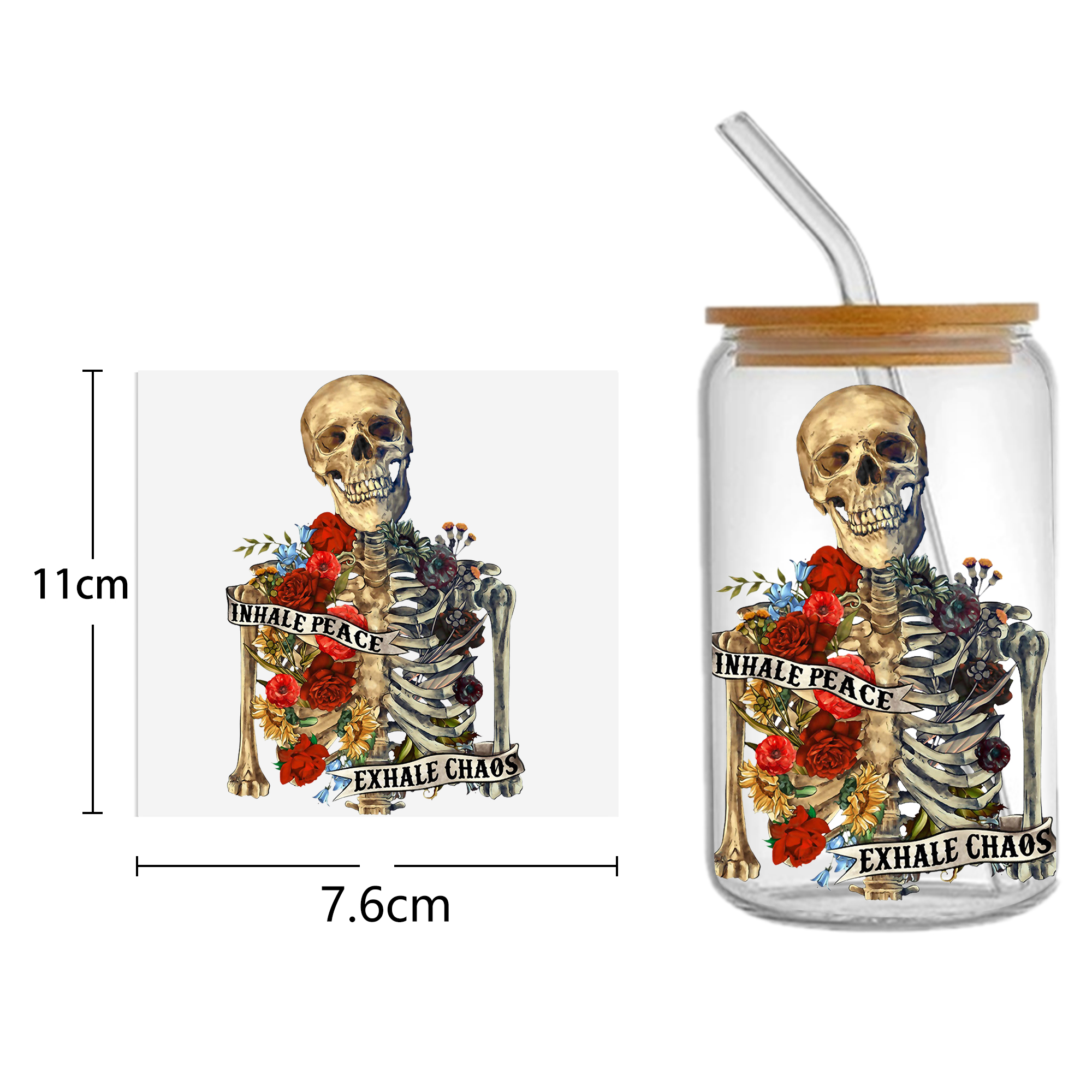 Skeleton Halloween 16oz Tumble - Sticker Label Template บทวิจารณ์และราคา