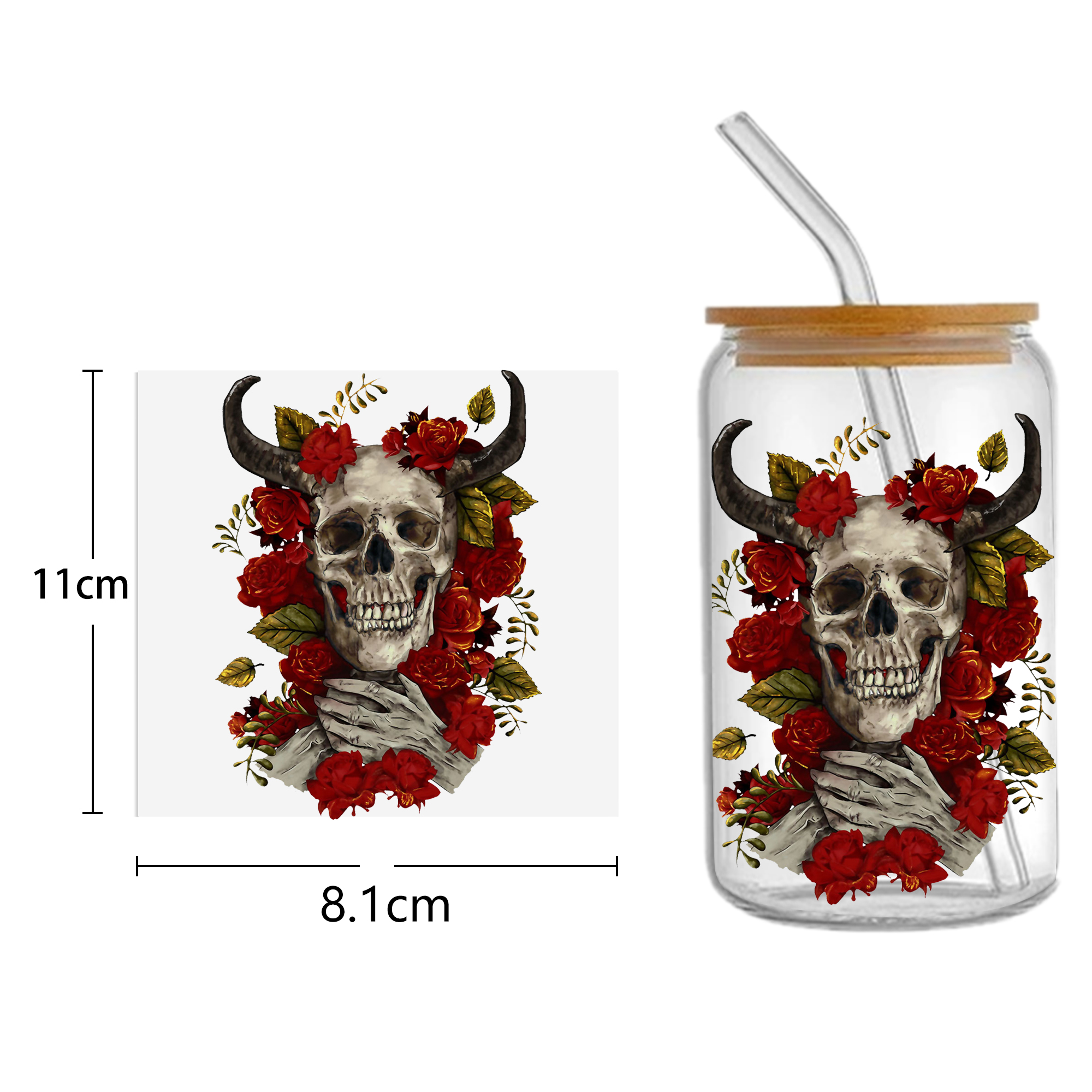 Skeleton Halloween 16oz Tumble - Sticker Label Template บทวิจารณ์และราคา