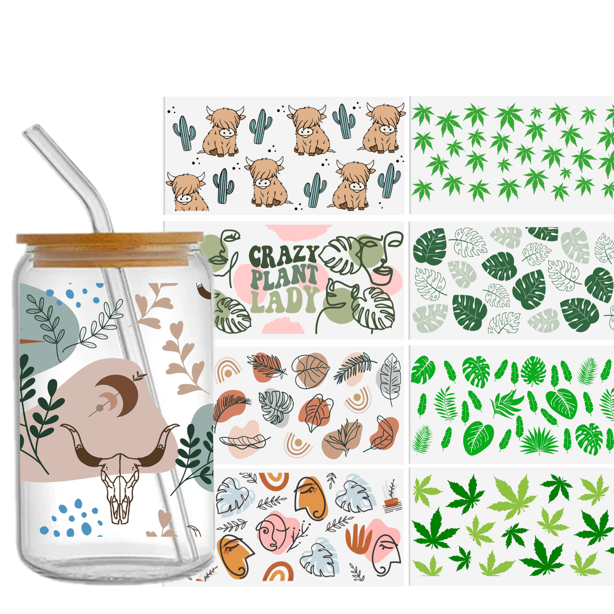 Leaves Cow 16oz Tumbler Templa - Sticker Label Template บทวิจารณ์และราคา