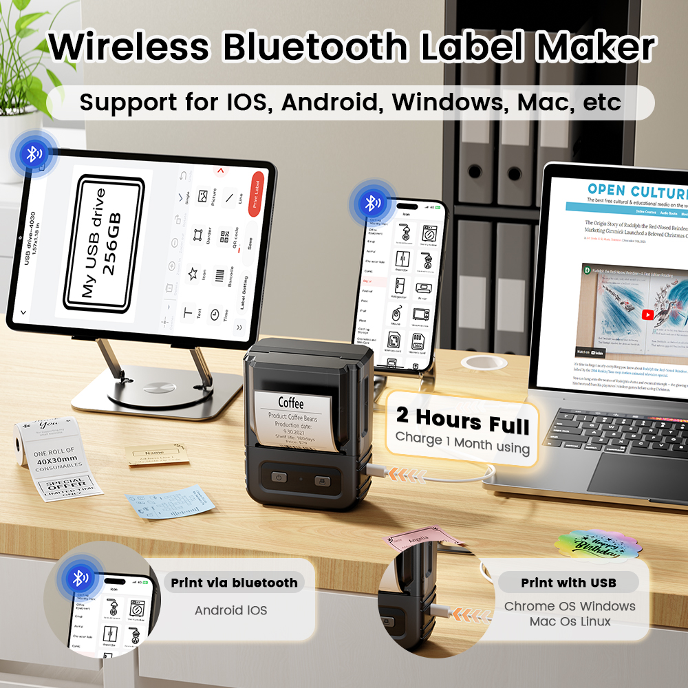 Mini Label Printer 20-50mm Shi - Sticker Label Template บทวิจารณ์และราคา